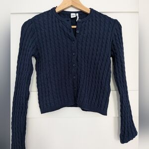 Simons Twik Blue Cable Knit Cardigan Sweater